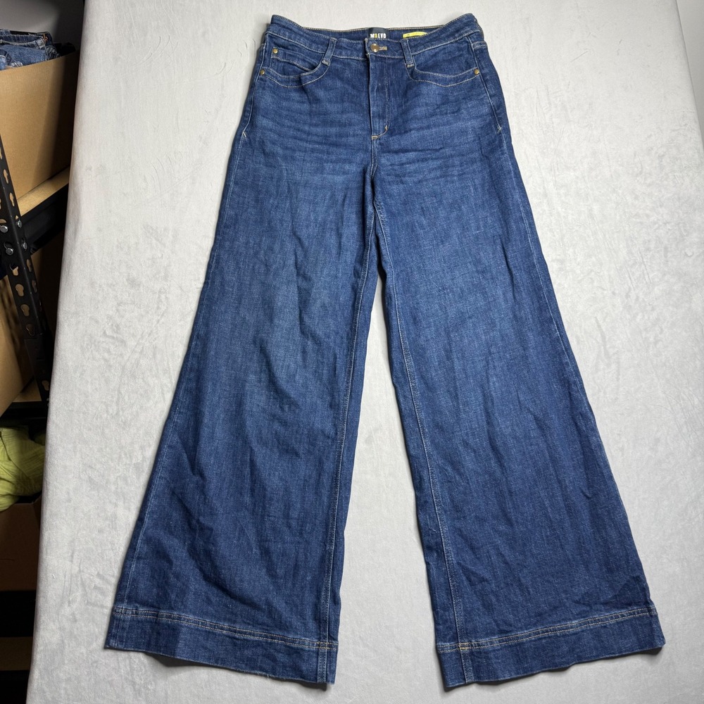 Anthropologie Maeve Jeans Womens 29 Dark Wash Wide Leg High Rise Fading Baggy